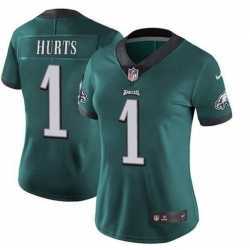 Women%27s Philadelphia Eagles #1 Jalen Hurts Limited Green Vapor Untouchable NFL Jersey